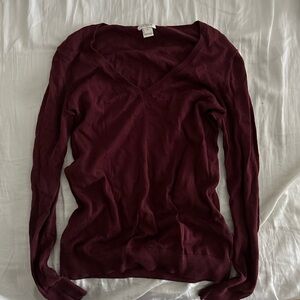J crew maroon burgundy v neck sweater